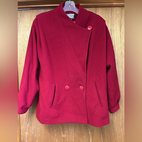 Pavilion Red Wool Car Coat Petite. - Picture 1 of 5